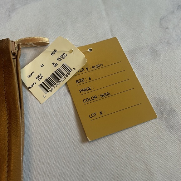 Rem Garson tan leather knee pencil skirt - Picture 4 of 12